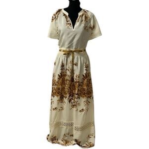 Dixie Brown & Tan Floral Print Maxi Dress(Size Small)